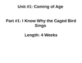 I Know Why the Caged Bird Sings Literature Unit 9-10th Grade