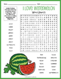 I LOVE WATERMELON Word Search Puzzle Worksheet Activity