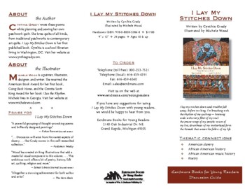 Preview of I Lay My Stitches Down (Cynthia Grady/Michele Wood) Discussion Guide