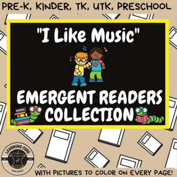 Preview of I Like Music - Emergent Reader Little Book - PreK, TK, UTK, Kindergarten