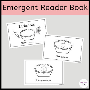 Preview of I Like Pies Emergent Reader Book - Fall, Thanksgiving