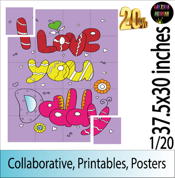 Preview of I Love Daddy Happy Valentines Day Bulletin Board Collaborative coloring page | 
