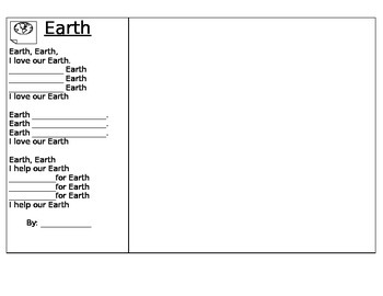 Preview of I Love Earth poetry frame in English and Spanish