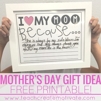 I Love My Mom Because Printable- A Thoughtful Gift For Mom