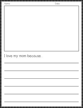 My Mom Printable for Mother's Day, What I Love About My Mom Worksheet,  Custom Printable