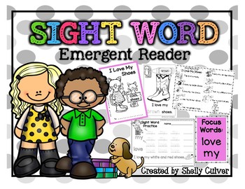 Preview of Pete the Cat- I Love My Shoes-SIGHT WORD Reader w/ worksheets