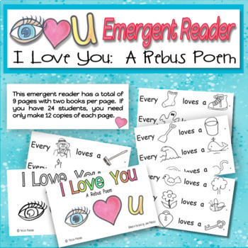 I Love You: A Rebus Poem Valentine’s Day Pocket Chart and Emergent Reader