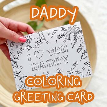 Preview of I Love You Daddy Coloring Greeting Card | Printable Craft Activity for Father