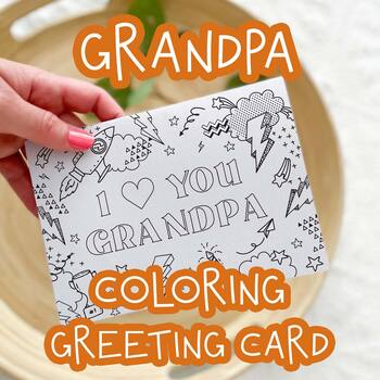 Preview of I Love You Grandpa Coloring Greeting Card | Grandfather Printable Craft Activity