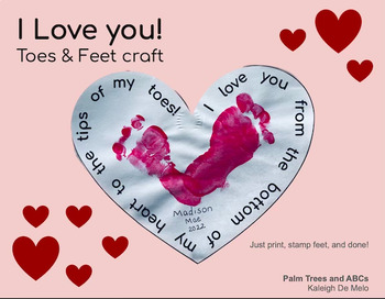 Preview of I Love You Valentine's Day Footprint Craft 