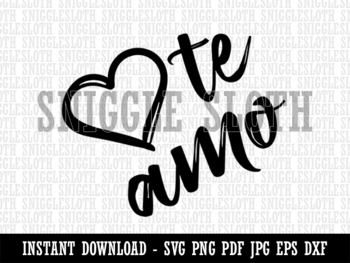 I Love You in Spanish Te Amo Heart Clipart Digital Download SVG EPS PNG ...