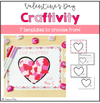 Preview of I Love You to Pieces: Valentine's Day Craft with Optional Writing Prompt