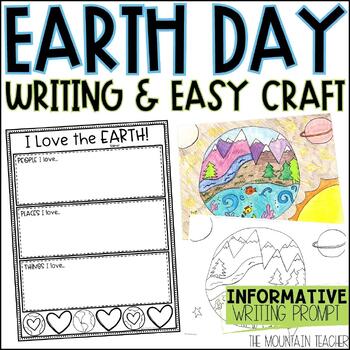 Preview of Last Minute Earth Day Writing Activity and Coloring Page Craft to Print and Go