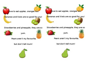 Preview of I Love to Eat Apples poem (editable)