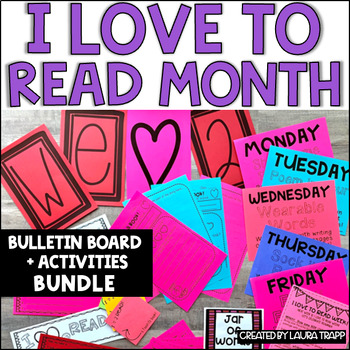 Preview of I Love to Read Month Activities and We Love to Read Month Library Bulletin Board