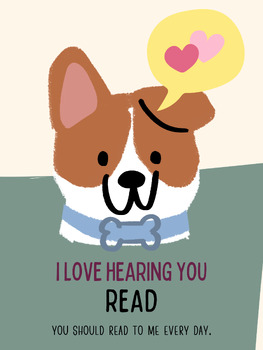 Preview of I Love to Read Poster with Dog - Neutral Colors for Any Room