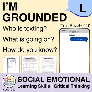 Preview of I'M GROUNDED | Critical Thinking Text Puzzle 10 | Social Emotional ELA Sub Plans