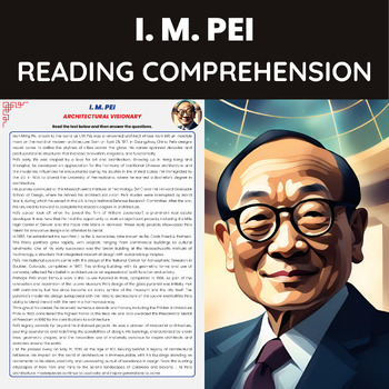 Preview of I. M. Pei Ieoh Ming Pei Reading Passage for AAPI Heritage Month Architect