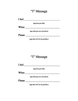 Preview of I Message for Conflict Resolution Half-sheet Counselor Social Skills PBIS