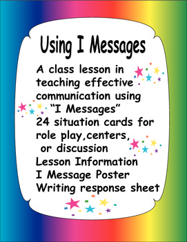 Preview of I Messages - a lesson on problem solving with situation cards & response sheet