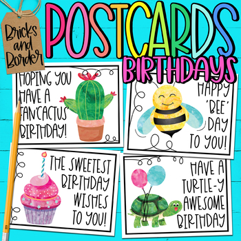 Preview of I Miss You Happy Birthday Postcards for Distance Learning Classrooms
