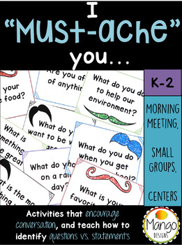 Preview of Questions and Statements: Mustache Activities