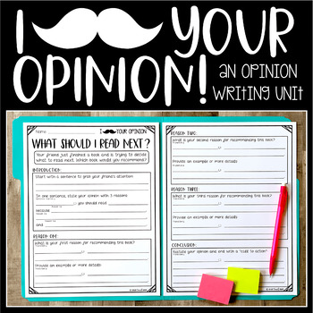 Preview of I "Mustache" Your Opinion Writing Unit | Prompts & Graphic Organizers