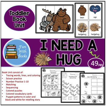 Preview of I NEED A HUG TODDLER BOOK UNIT