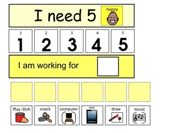 Preview of I Need 5 behavior chart earning board - Autism boardmaker