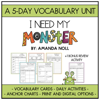 Preview of I Need My Monster: A 5-Day Vocabulary Unit