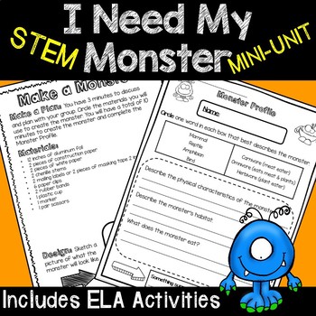 Preview of I Need My Monster Read Aloud with STEM and Writing Activities