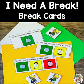 Preview of Break Cards Visuals and Data Collection for Special Education