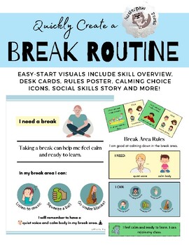Preview of I Need a Break! Enhanced Break Routine with Visual Cues, Social Story and Poster