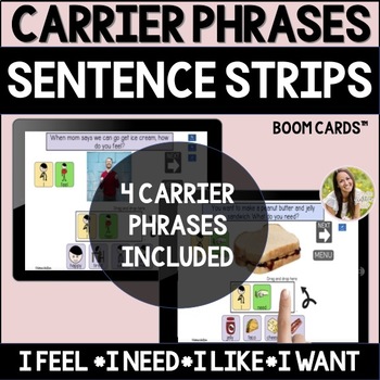 Preview of Carrier Phrases Sentence Building Strips Speech Boom Cards™