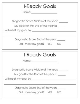 Preview of I-Ready Goal Sheet