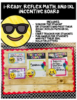 Preview of I-Ready, IXL, and Reflex Math Incentive Board