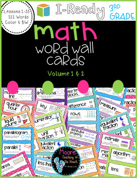 Preview of I-Ready Math Vocabulary Word Wall, 3rd Grade, Volume 1-2