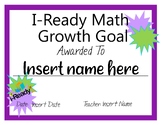 I Ready Math growth goal certificate