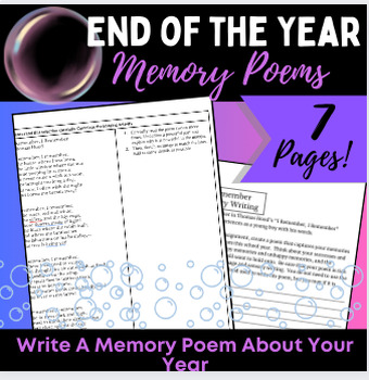 Preview of I Remember Poems- Write End of the Year Poems