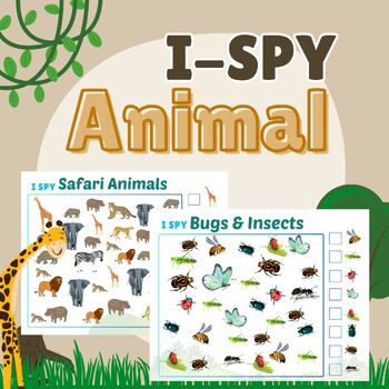 Preview of I-SPY Animals, Insects with super cute pictures of 7 types of animals