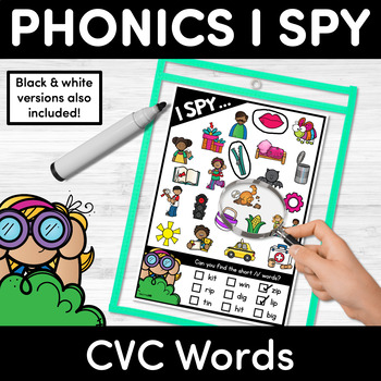 Preview of I SPY for CVC Words - Decodable Words - Kindergarten Phonics Templates