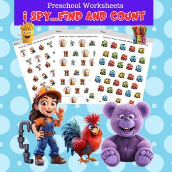 Preview of I SPY...FIND AND COUNT- Preschool and Kindergarten Visual Perception Worksheets