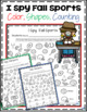 I SPY Fall Sports Worksheets -Colors, Shapes & Numbers by Ready Set PE