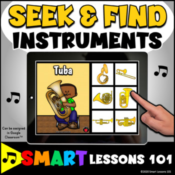 Preview of I SPY INSTRUMENTS Boom Cards™ Musical Instrument Game Google™ Music Activity