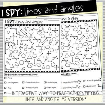 Preview of I SPY: Identifying Lines and Angles Activity Worksheet