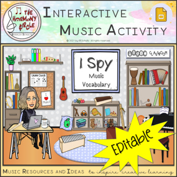 Preview of I SPY - Music Vocabulary - EDITABLE