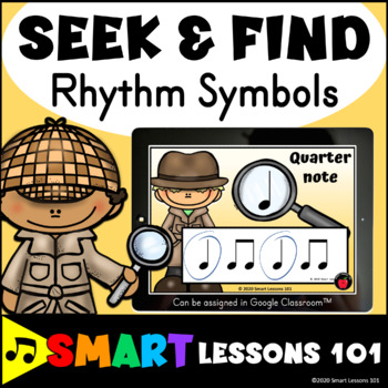 Preview of I SPY RHYTHM SYMBOL BOOM CARDS™ Set 1 Music Rhythm Symbol Game Google Classroom