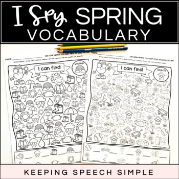 Preview of I SPY SPRING VOCABULARY - NO PREP WORKSHEETS FOR LANGUAGE