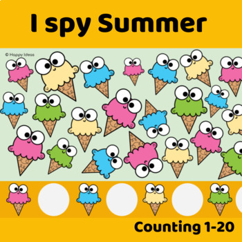 Preview of I SPY SUMMER End of year Math review for Kindergarten Google Slides
