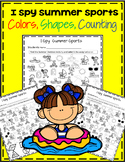 I SPY Summer Sports Worksheets-Colors, Shapes, Counting